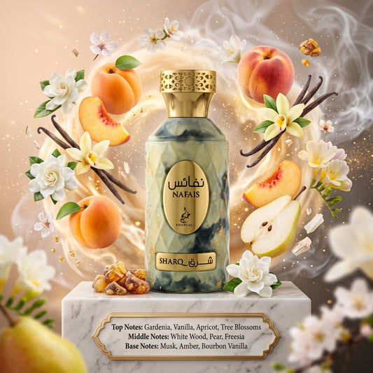 Nafais Sharq by KHADLAJ PERFUMES - 3ml, 5ml, 10ml Sample/Decant | Apricot, Freesia & Bourbon Vanilla 