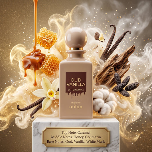 Oud Vanilla Latte d'Arabia by Maison Milan - 3ml, 5ml, 10ml Sample/Decant | Inspired by Bianco Latte | Creamy Caramel Oud 