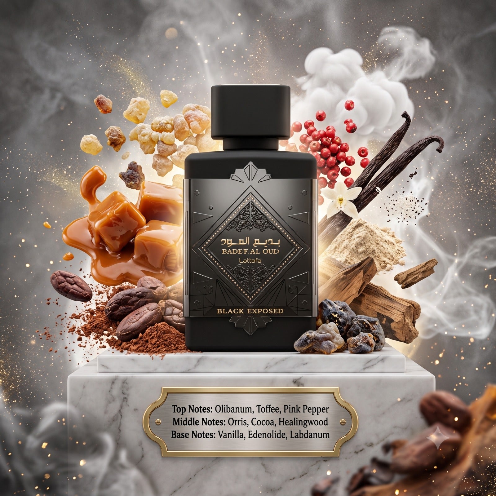 Badee Al Oud Black Exposed EDP By Lattafa Decant Sample - 2ml, 3ml, 5ml 