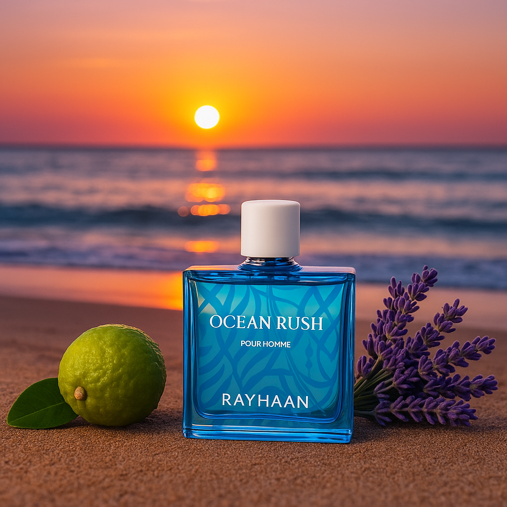 Ocean Rush Rayhaan Eau de Parfum Samples & Travel Size (3ml) - Aquatic Aromatic Fresh Woody Fragrance