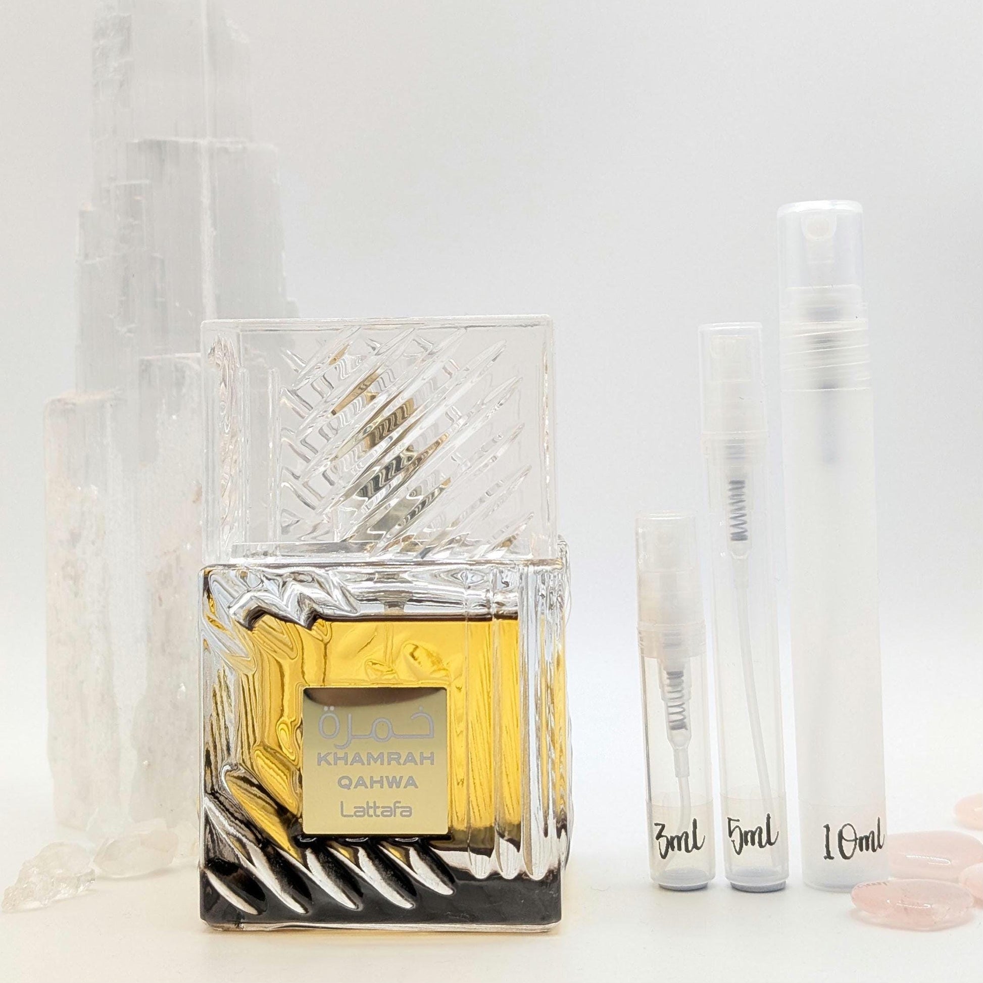 Lattafa Khamrah Qahwa 3ml/5ml/10ml: Warm and Spicy Gourmand Fragrance Perfume Sample - Decants
