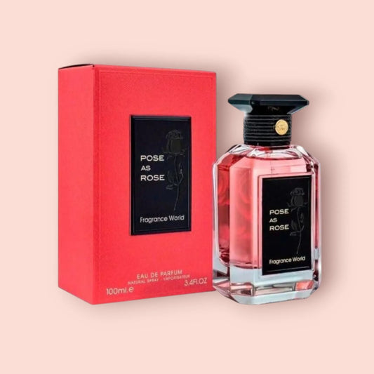 Fragrance World Pose As Rose - Samples & Travel Size (3ml, 5ml, 10ml) - Luxurious Rose Fruity Powdery Musk Fragrance (Guerlain Rose Cherie Inspiration))